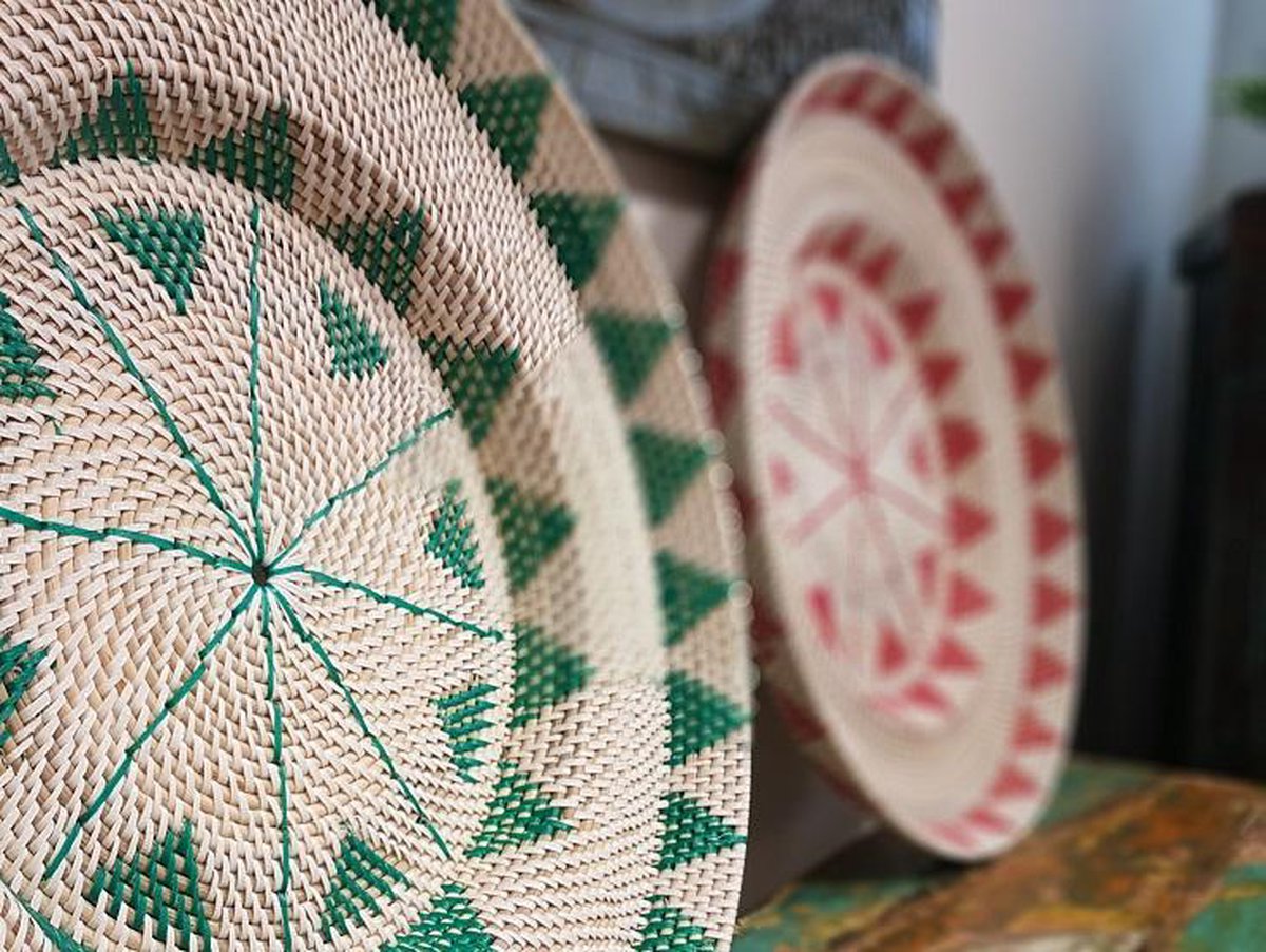 Wandschaal Rotan Donkergroen - Ibiza stijl