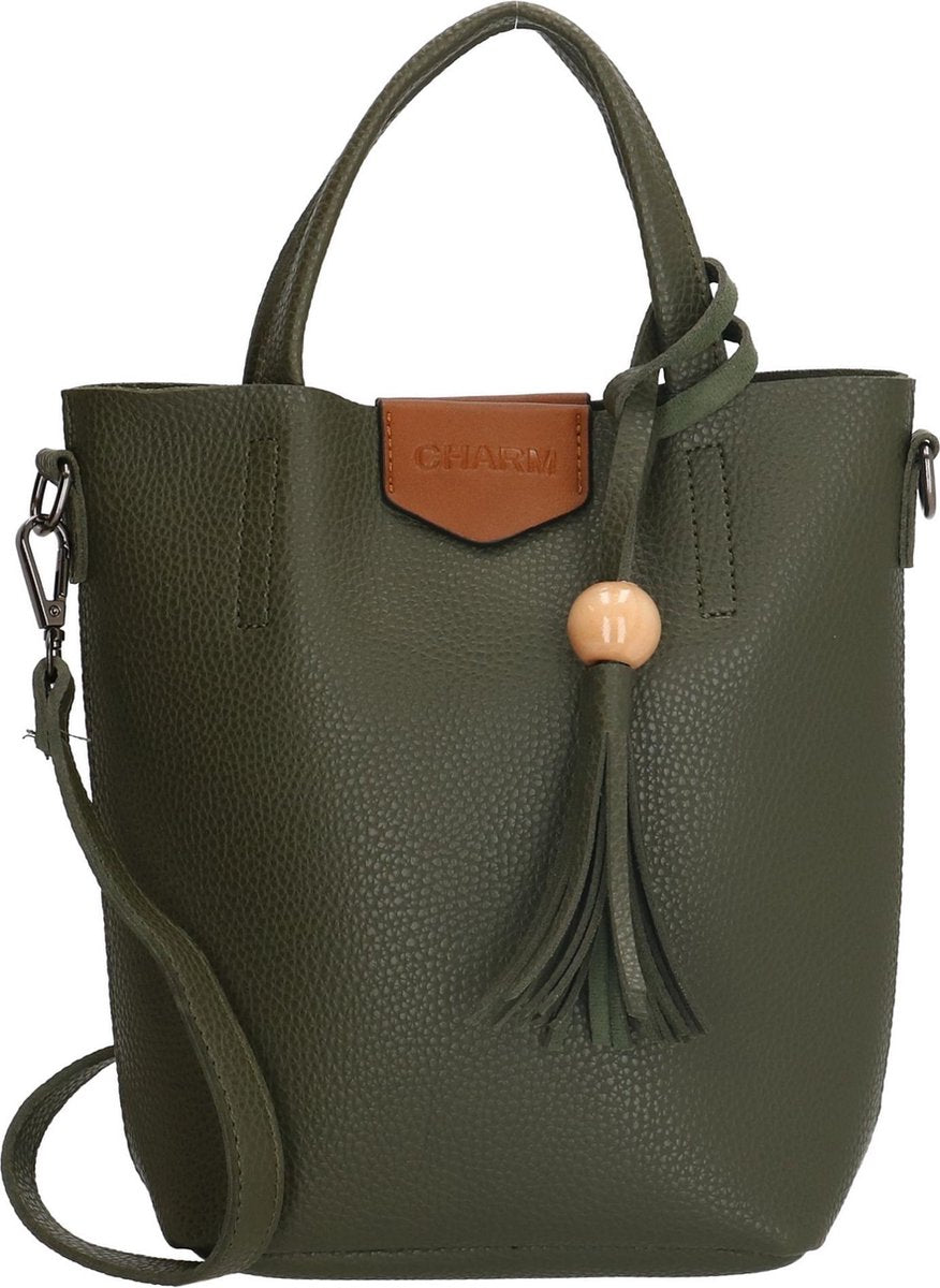 Charm Shopper / Schoudertas met Etui Covent Garden - Olijf Groen