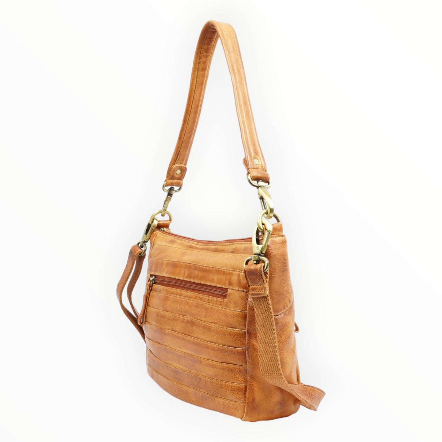Bizzoo pouch with long and short strap cognac
