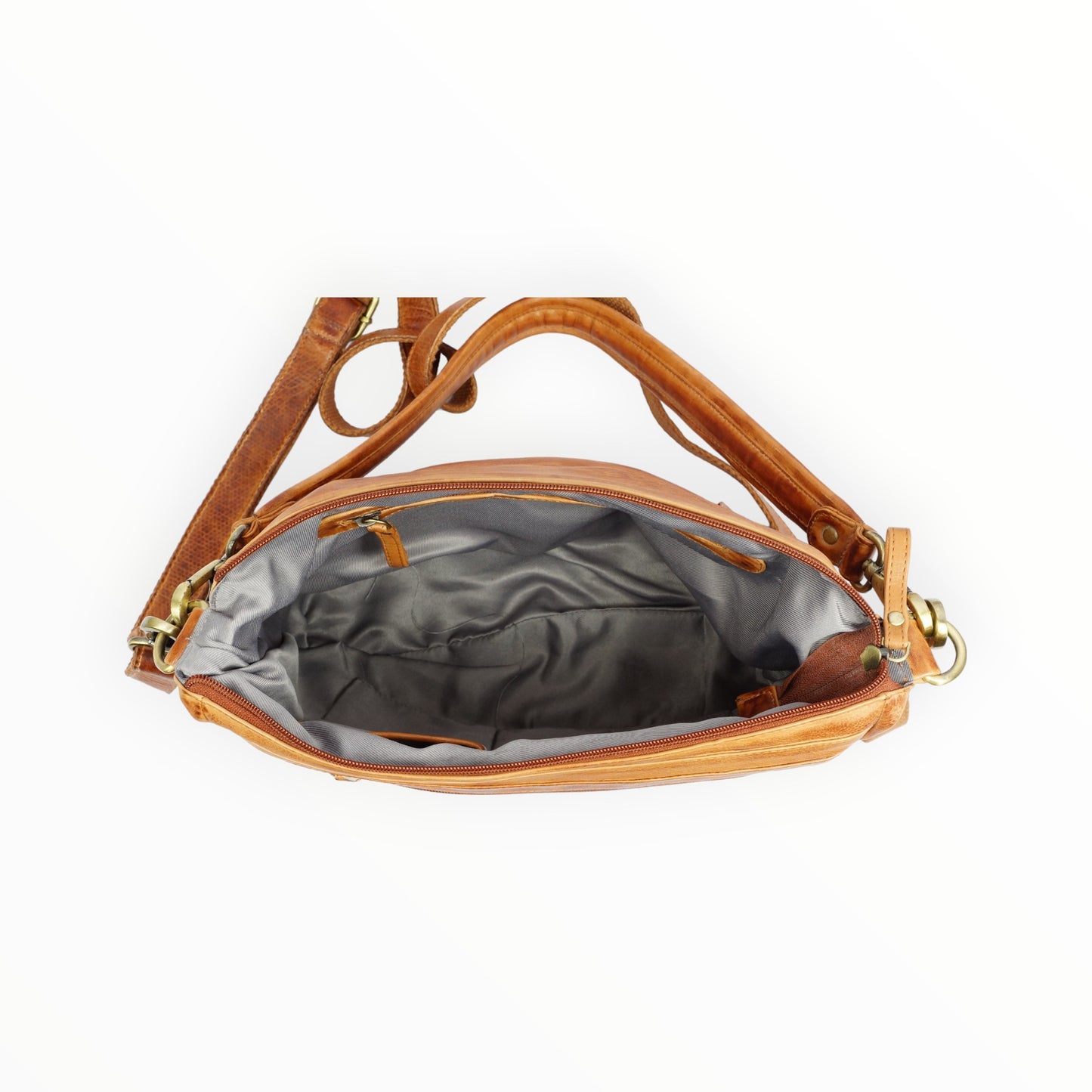 Bizzoo pouch with long and short strap cognac
