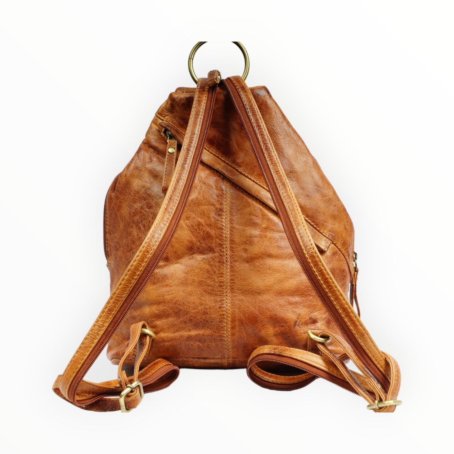Bizzoo backpack with metal ring cognac