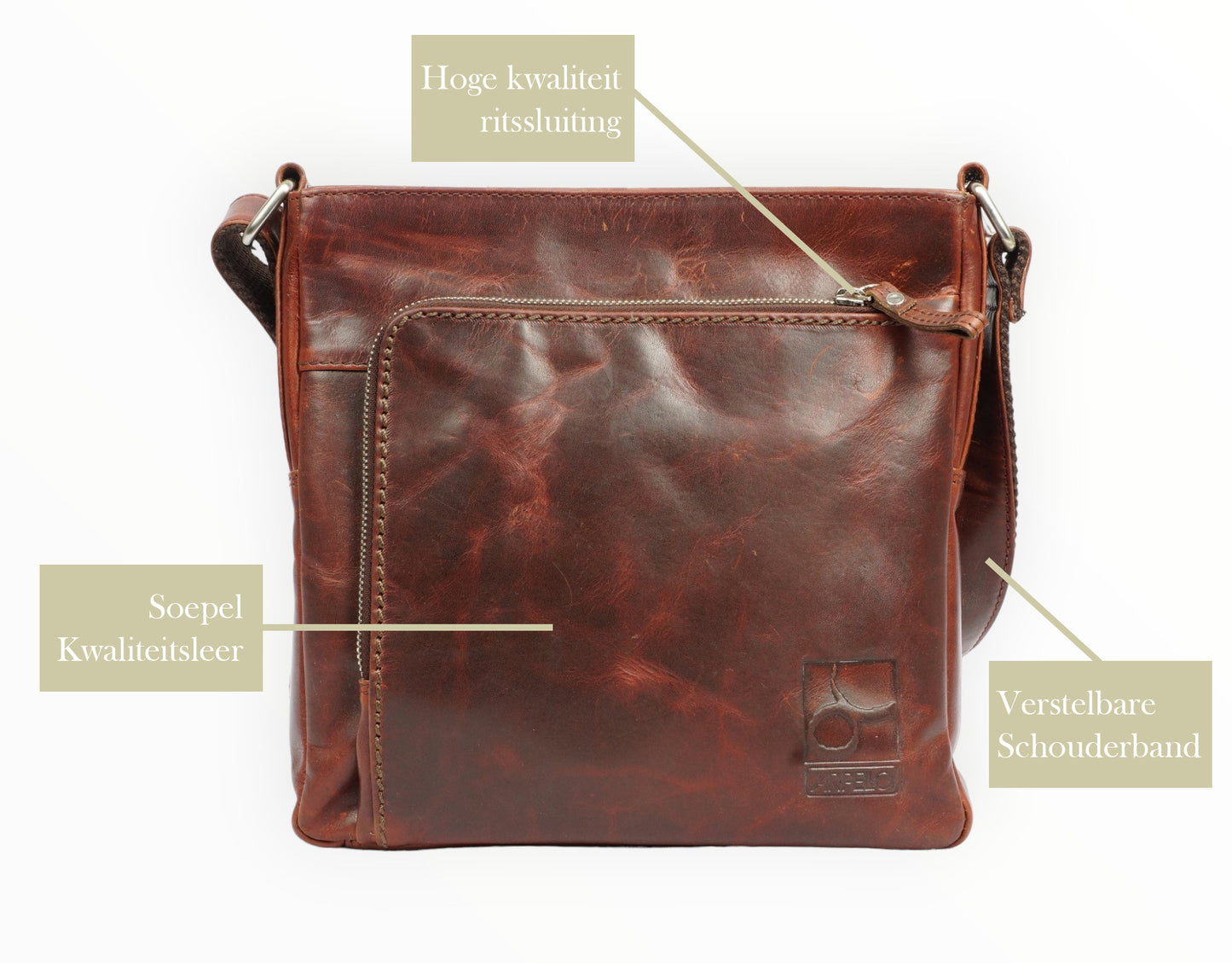 Arpello Leren Business tas met schouderband - 6.1786BRANDY