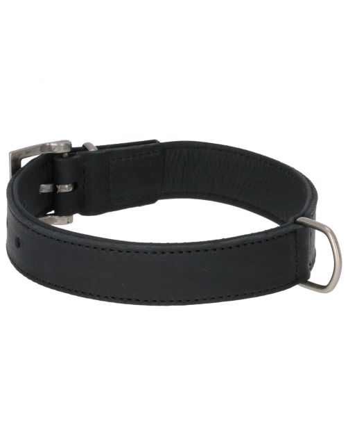 Adori Halsband Vetleder Gevoerd Zwart&Zwart - Hondenhalsband - 50x2.5 cm