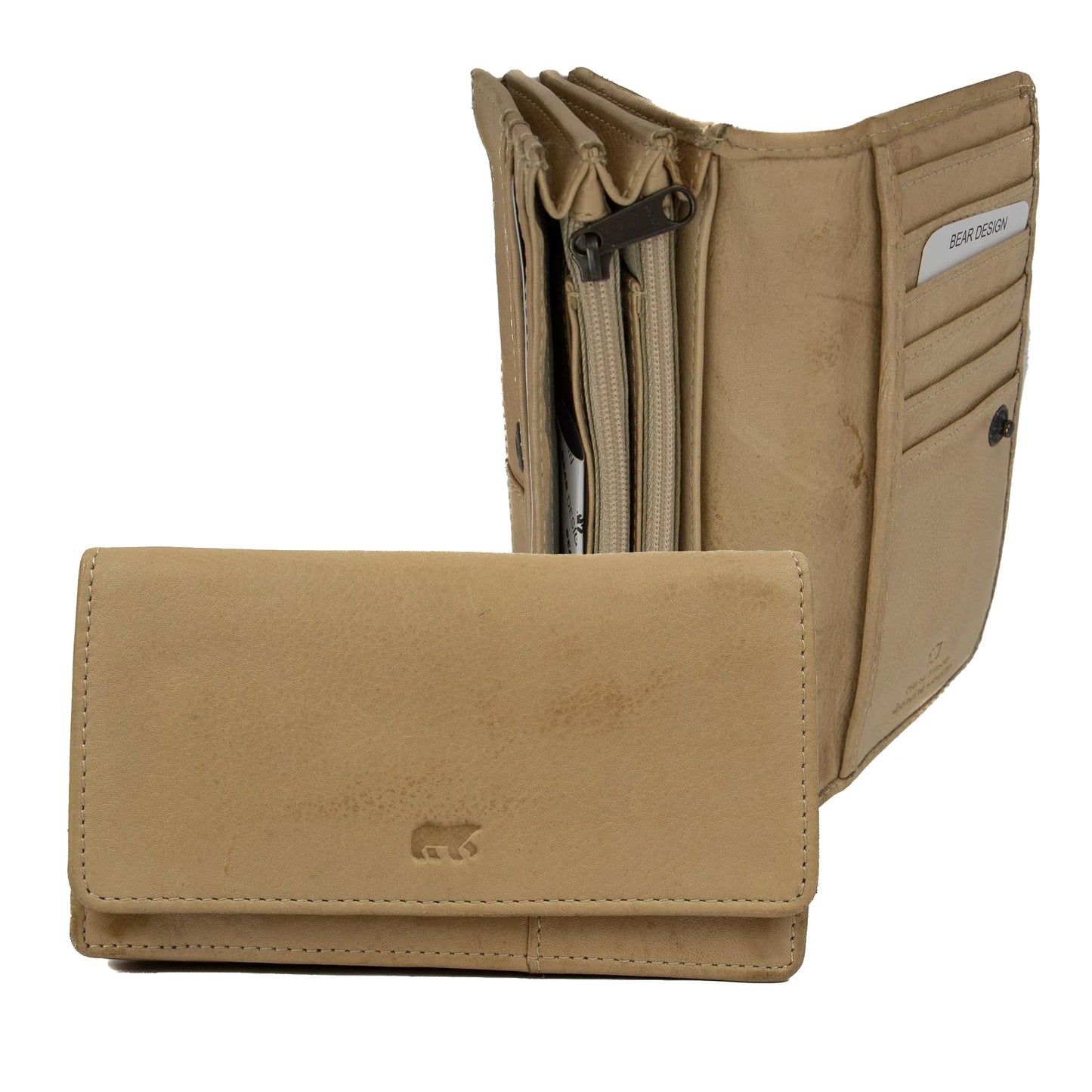 Bear Design Overslag portemonnee 'Emma' beige