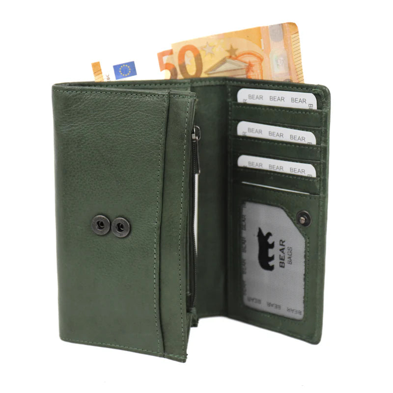 Bear Design Overslag portemonnee 'Sweety' XL groen