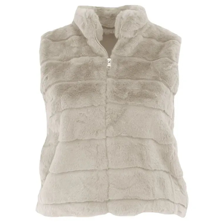 Bodywarmer van nep bont Beige