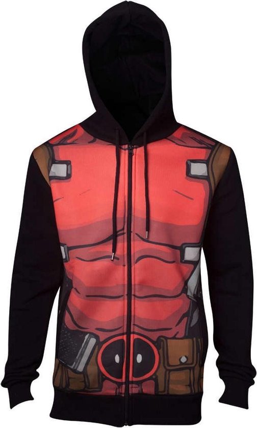 Deadpool - Sublimated heren unisex hoodie vest met capuchon zwart/rood