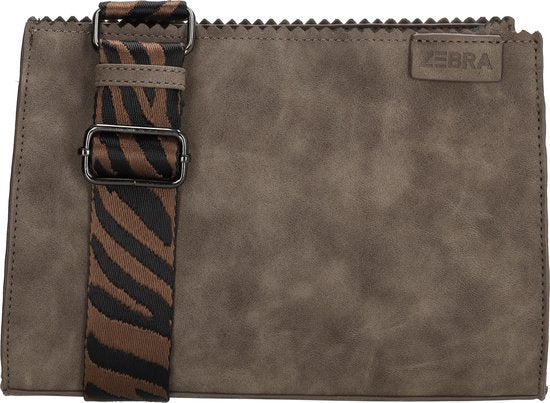 Zebra Trends Merel Crossbody Schoudertas - Trendy Zebra print Schouderband - Donkerbruin