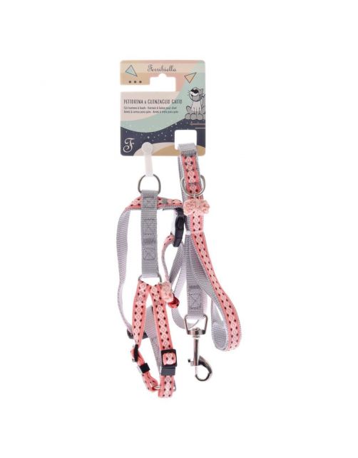 Ferribiella Cat Leash+harness Set - Kattenharnas - Grijs M