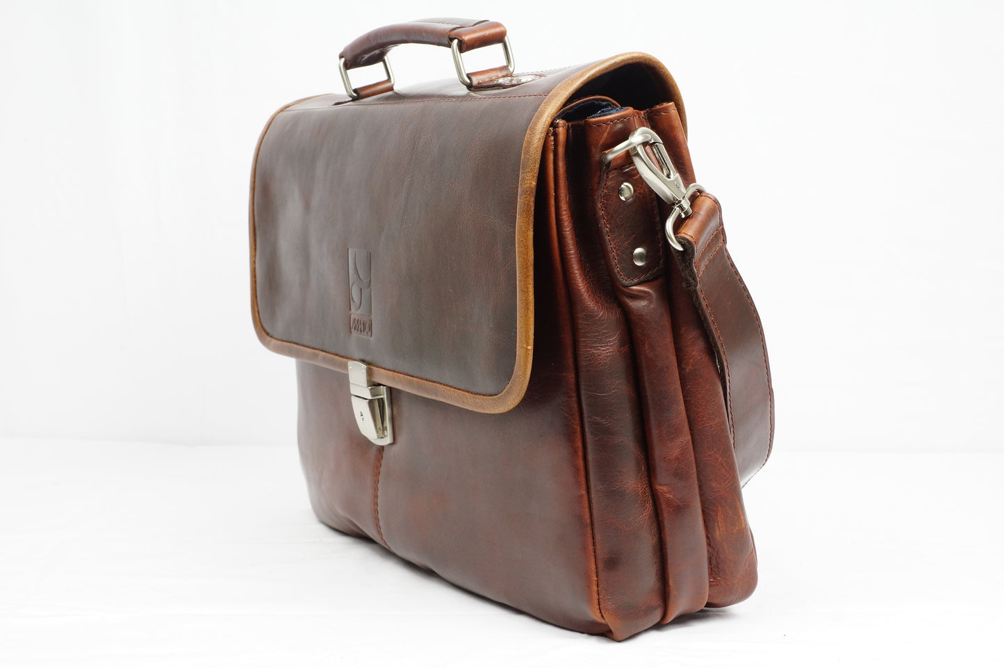 Leren werk tas briefcase -6.1774BRANDY-