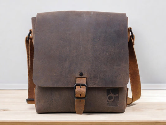 Arpello Leren kleine messenger tas -6.1739BRUIN-
