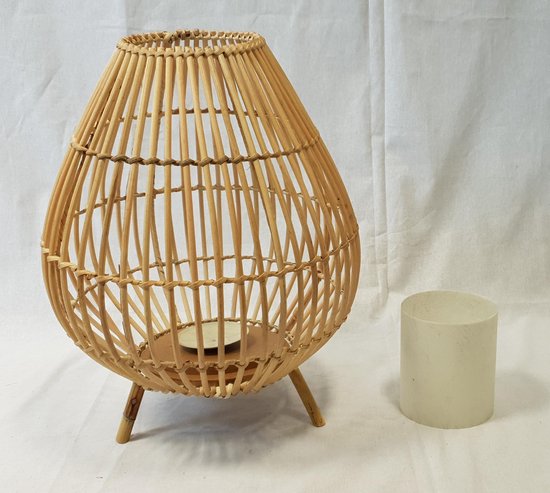 Windlicht - rotan - naturelkleur