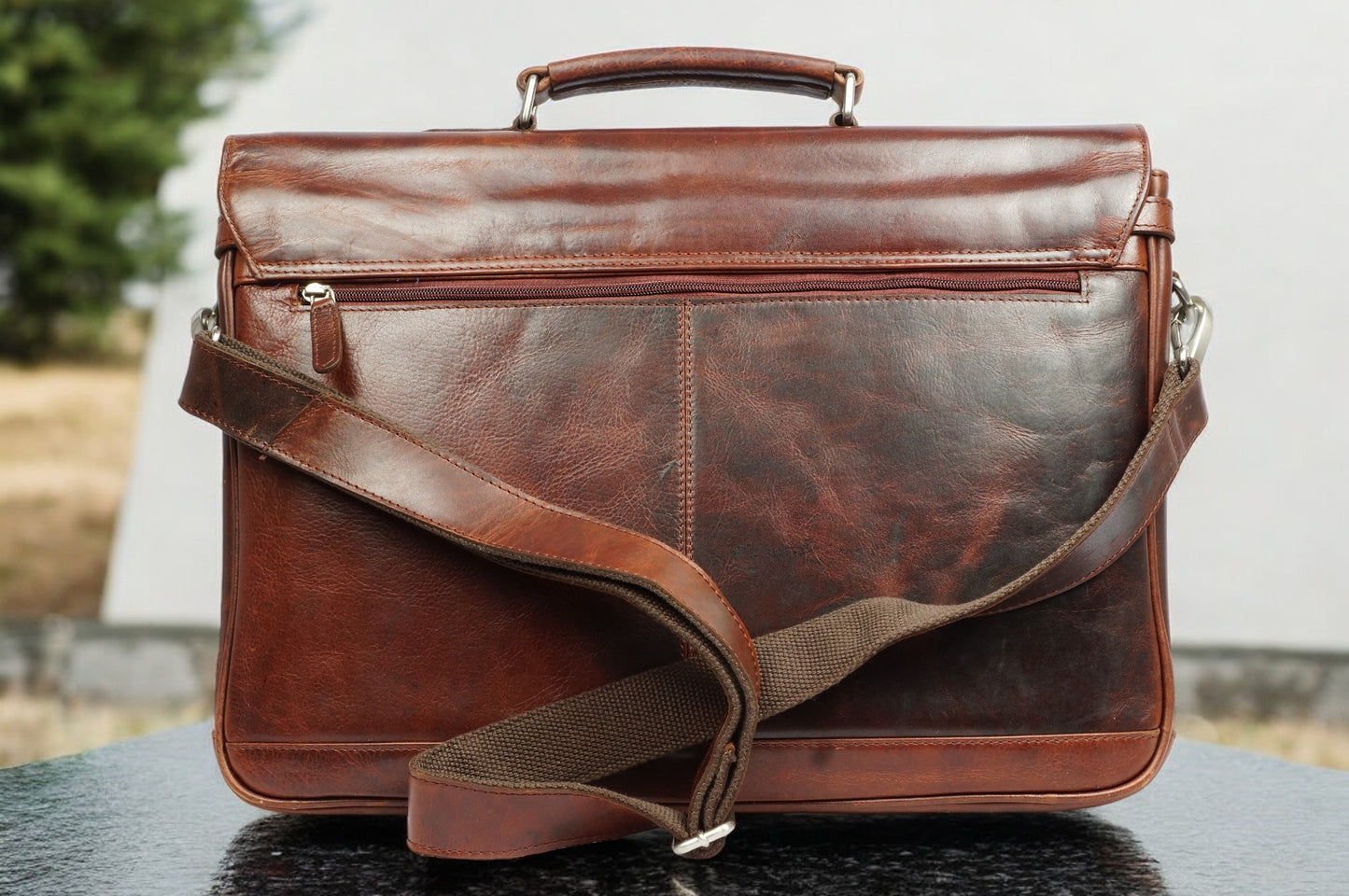 Arpello Klassieke leren werk tas - 6.1752BRANDY-