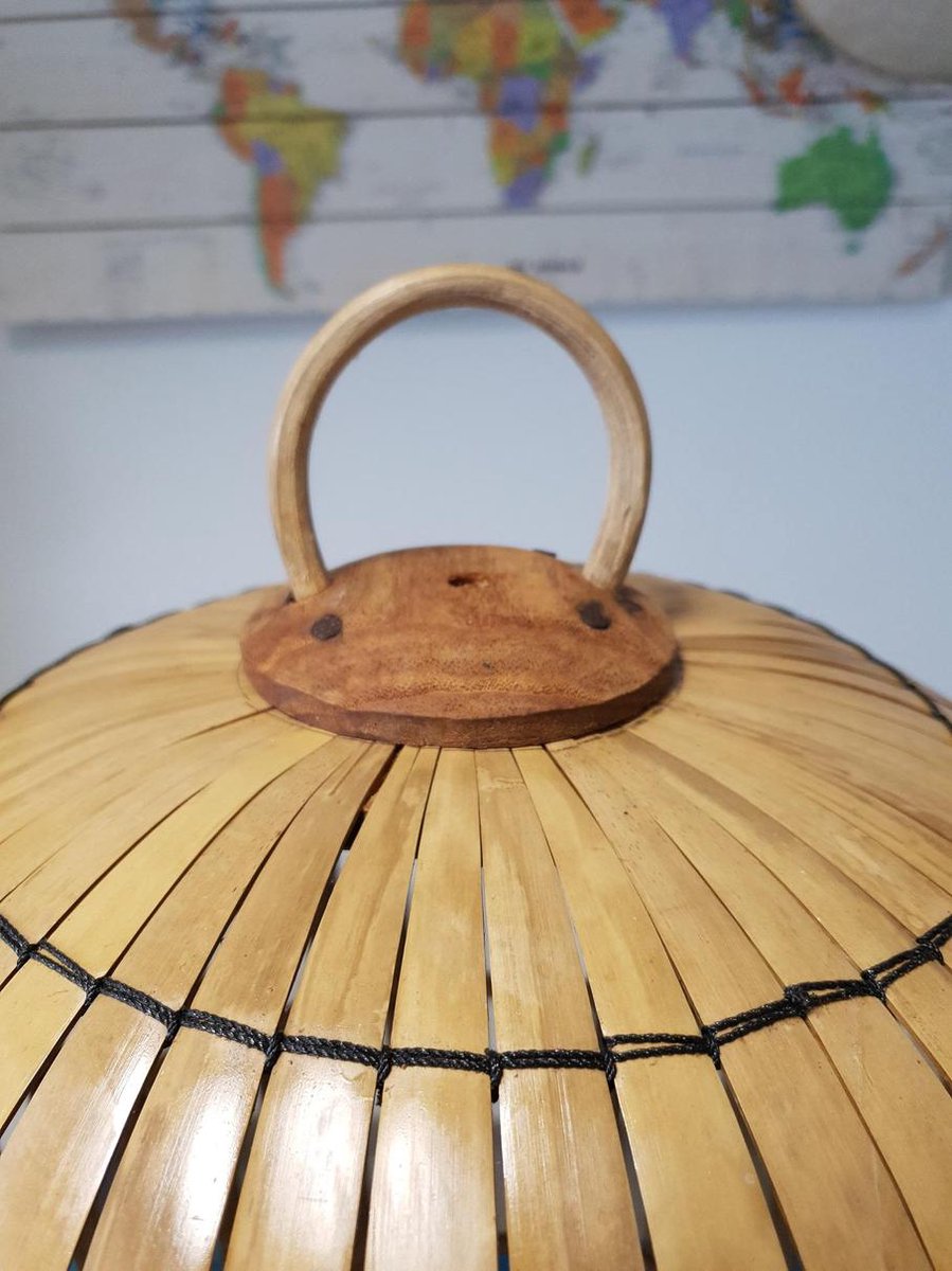 Hanenmand balein lampenkap - ovaal - bamboe