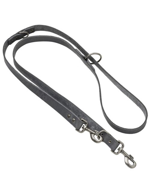 Adori Dresseerlijn Vetleder Met Print 200x2.5 cm - Hondenriem - Grijs