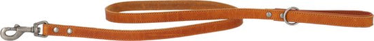 Adori Looplijn Vetleder Gevoerd Handvat - Hondenriem - 130x1.8 cm Cognac Cognac M/L