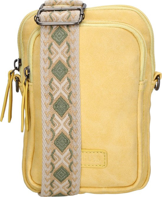Beagles Malaga Crossbody Telefoontasje - Trendy Schouderband - Premium Leatherlook - Zacht geel