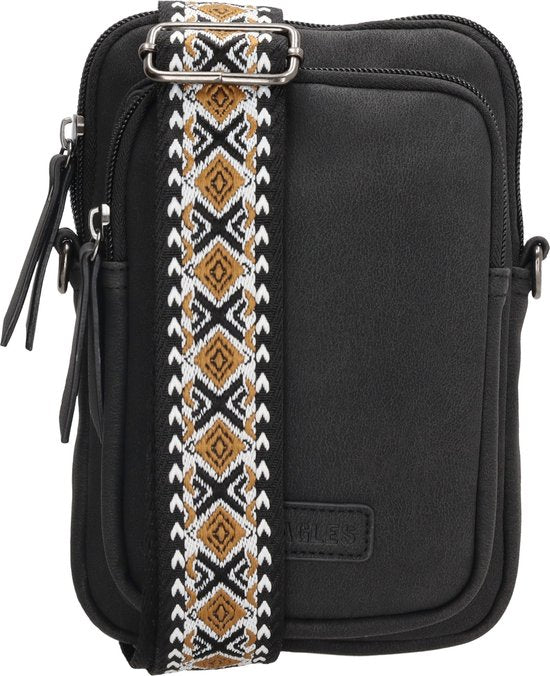 Beagles Malaga Crossbody Telefoontasje - Trendy Schouderband - Premium Leatherlook - Zwart