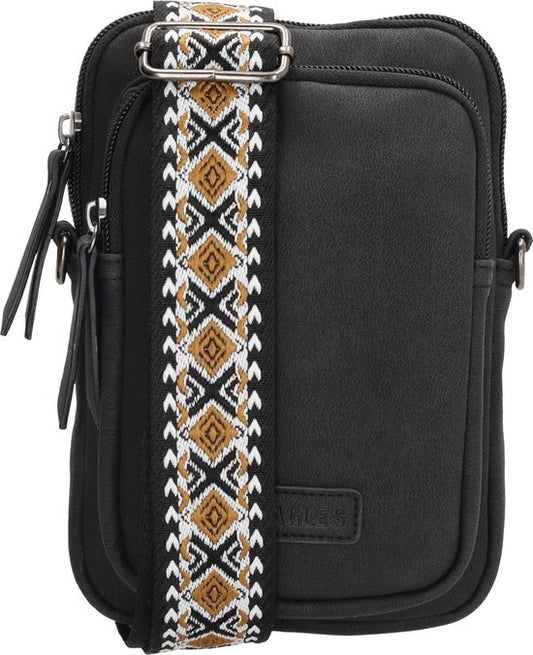 Beagles Malaga Crossbody Telefoontasje - Trendy Schouderband - Premium Leatherlook - Zwart