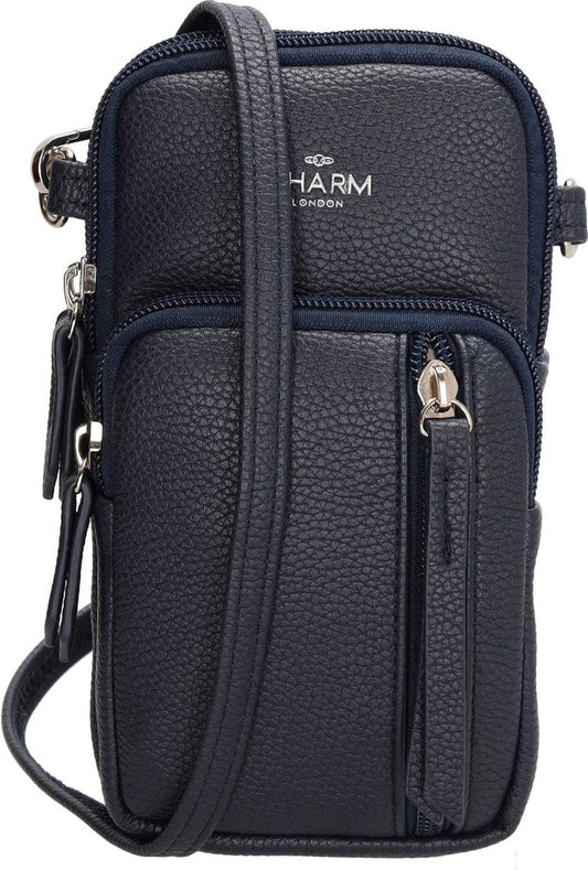 Charm London Stratford Crossbody Telefoontasje met handige Ritsvakjes Premium Leatherlook - Blauw