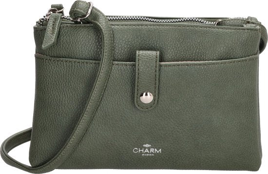 Charm London Stratford Crossbody Schoudertas Premium Leatherlook - Donkergroen