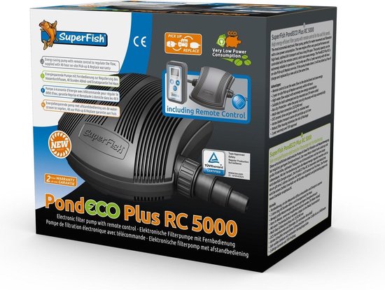 SuperFish Pond Eco Plus RC 5000 - Vijverpomp - Filterpomp - Incl. afstandbediening