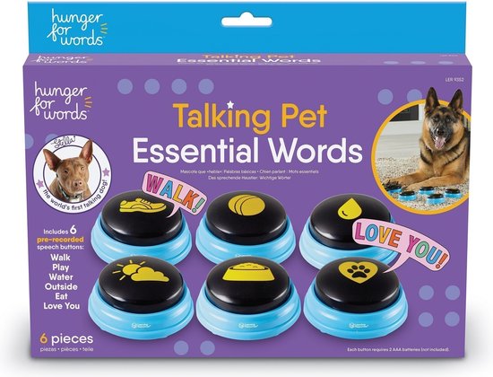 Hunger For Words Talking Pet Belangrijke Woorden - Hondenspeelgoed - Blauw Zwart