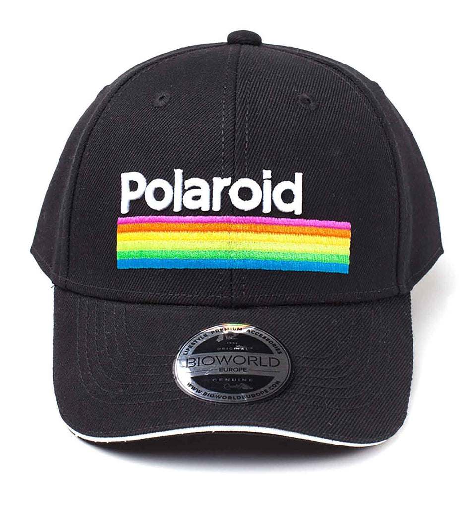 Polaroid Stripes Logo Curved Bill Cap Black