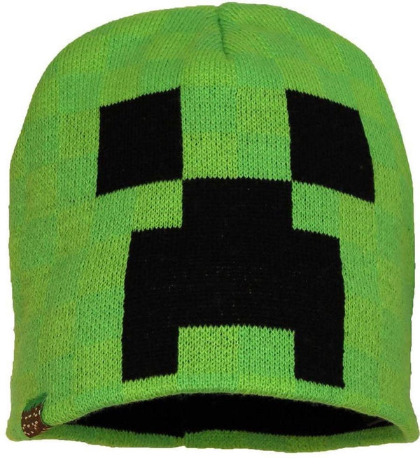 Minecraft Creeper Kinder Beanie Muts Groen/Zwart - S/M