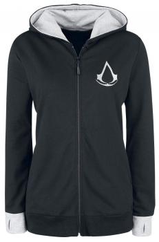 Assassin's Creed Find Your Past Girls Hooded Zip Black/Mottled Light Grey XS