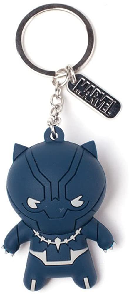 Marvel Comics Black Panther Kawaii 3d Rubber Pendant Keychain, Blue Ke300501mar