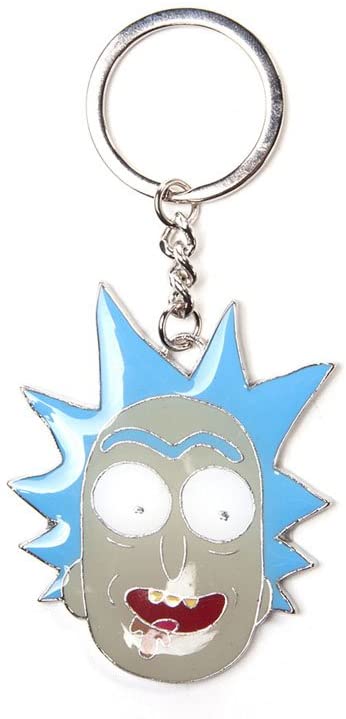 Bioworld Rick and Morty Rick Big Face Pendant Metal Keychain, One Size, Blue/Grey (Ke081213Rmt) Keyring, 16 cm, Multi