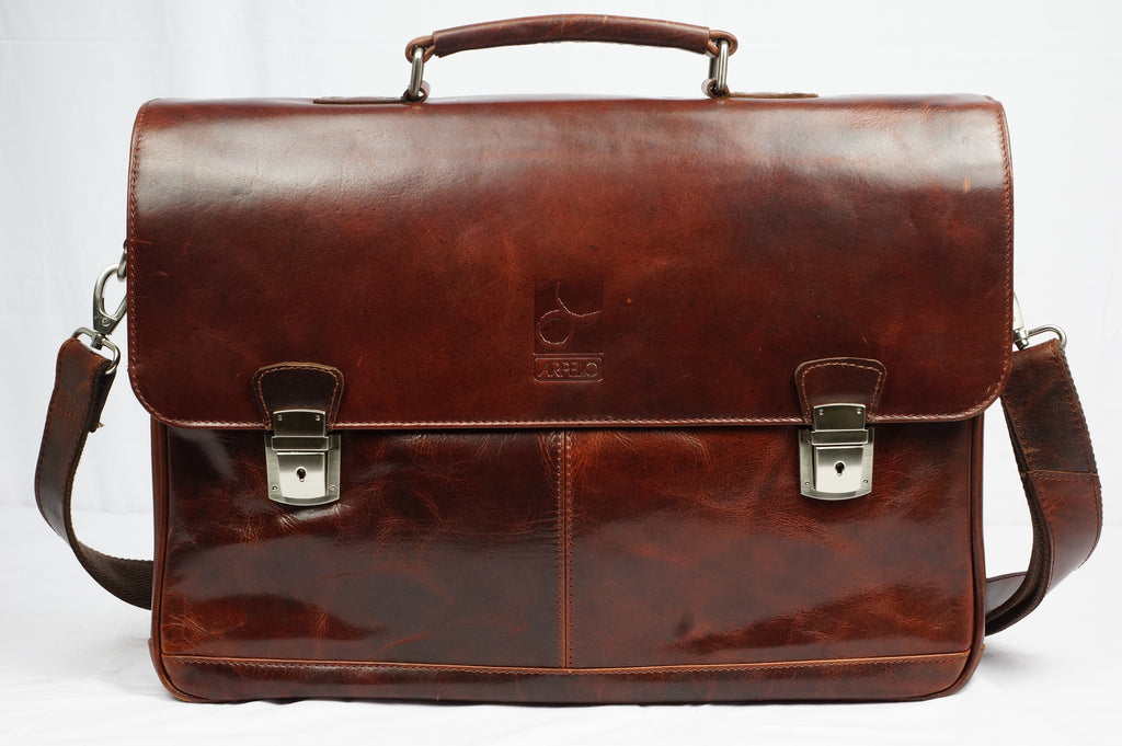 Arpello Klassieke leren werk tas - 6.1752BRANDY-